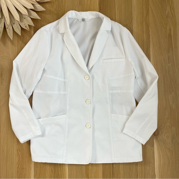 Medelita Elizabeth B. Lab Doctor Student Button Front Pocket White Coat Jacket - Picture 1 of 9